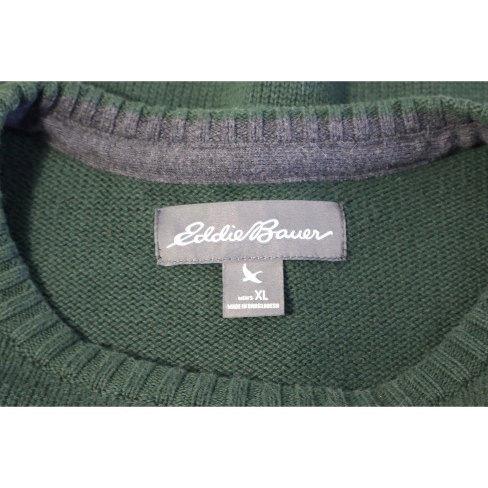 Eddie Bauer Mens XL Forest Green‎ Cotton Crew Neck Knit Sweater Solid Classic - Picture 7 of 8
